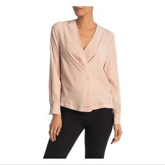 Rag & Bone Shields 100% Silk Drape-Front Top Blouse Women’s XXS Dusty Rose - Picture 2 of 16